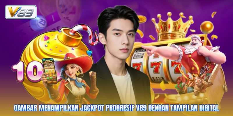 Gambar menampilkan jackpot progresif V89 dengan tampilan digital