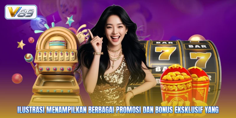 Ilustrasi menampilkan berbagai promosi dan bonus eksklusif yang